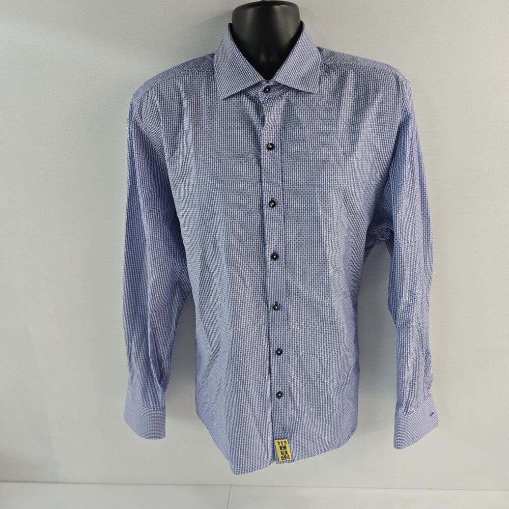 Robert Graham Modern‎ Americana dress shirt blue 2XL button down 6362